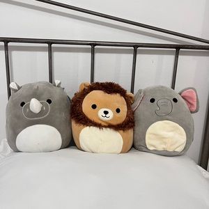 Set of 3 Safari Animal 8’ Squishmallows: Mila, Francis, and Irving